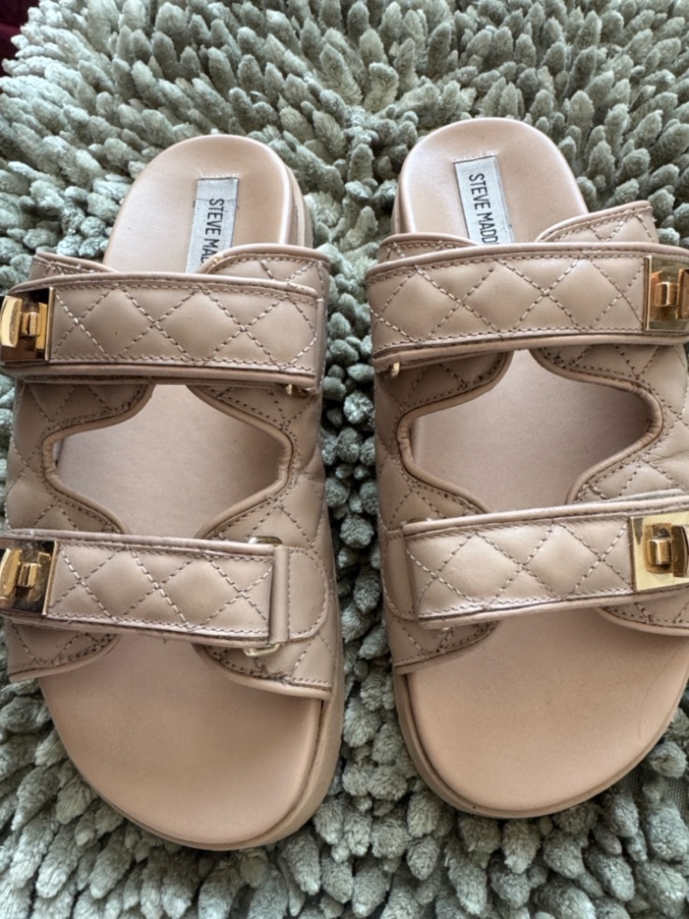 Steve Madden Nude Quilted Slide Sandals